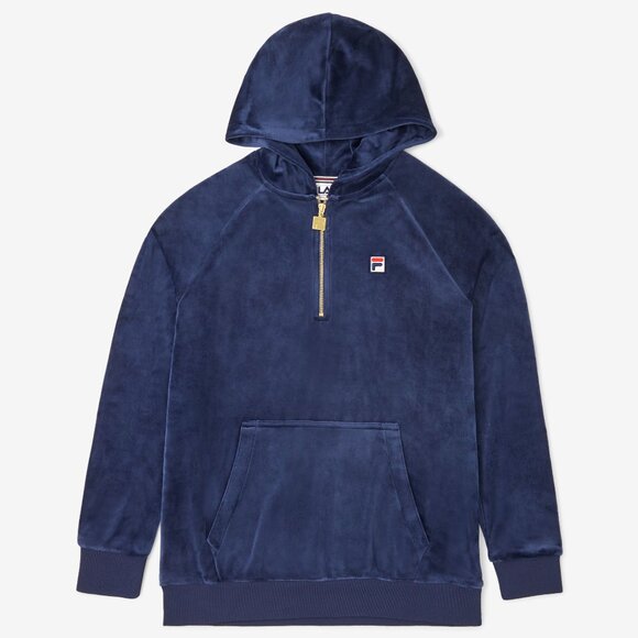 Fila Royal Blue Half-Zip Velvet Hoodie - Picture 1 of 6